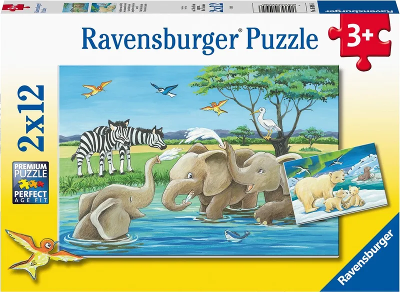 puzzel Jonge dieren uit de hele wereld - 2 x 12 stukjes de Ravensburger, édition Multicolore – boîte
