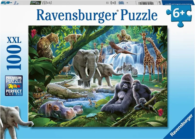 puzzel Jungle dieren - Legpuzzel - 100 stukjes van Ravensburger, editie Meerkleurig – doos