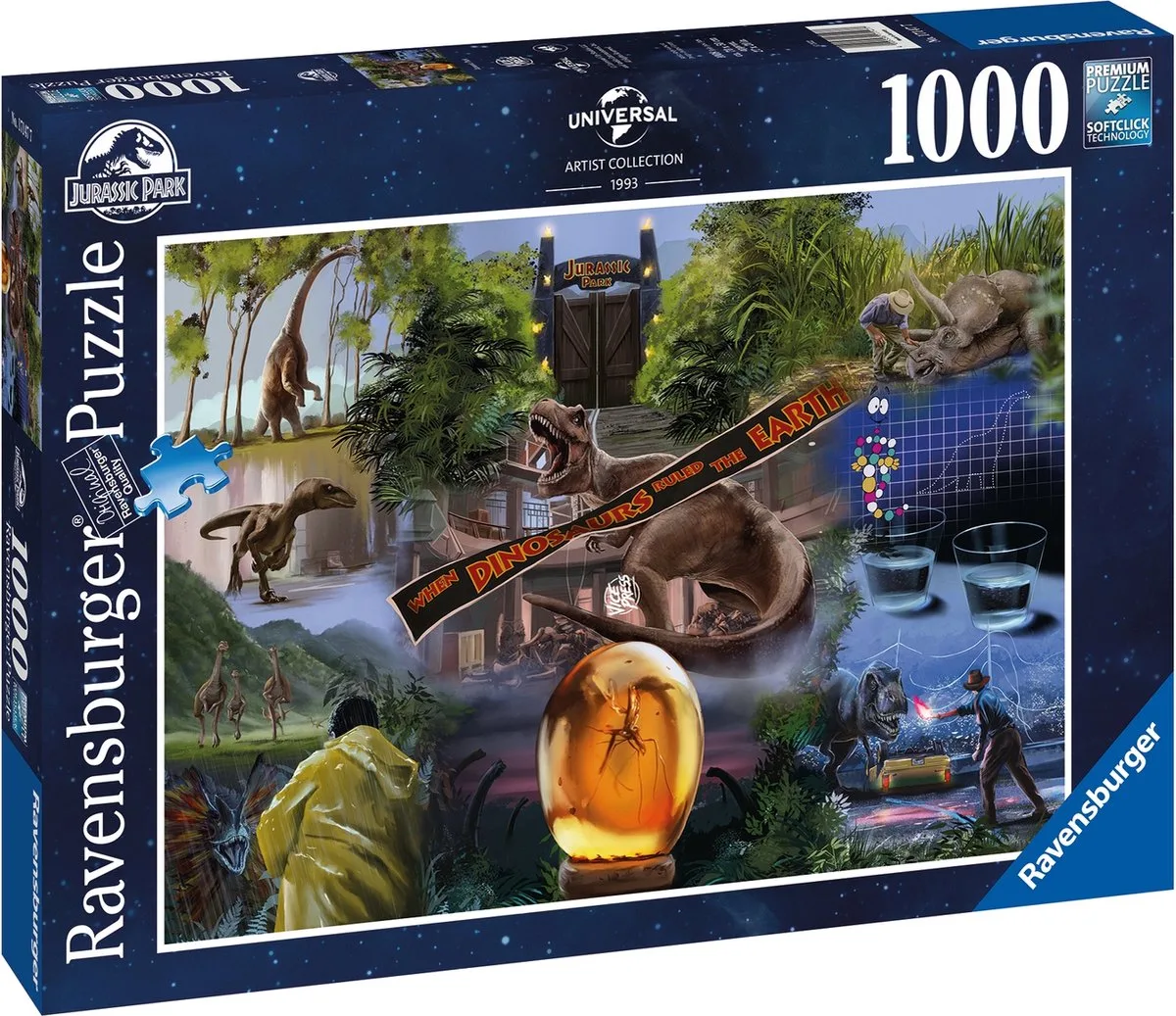 puzzel Jurassic Park - Legpuzzel - 1000 stukjes de Ravensburger, édition Multicolore – boîte