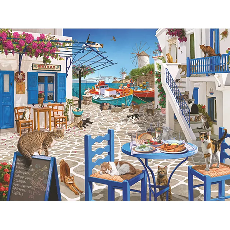 puzzel katten Mykonos 1500 stukjes legpuzzel. de Ravensburger, édition Multicolore – boîte 2 sur 3