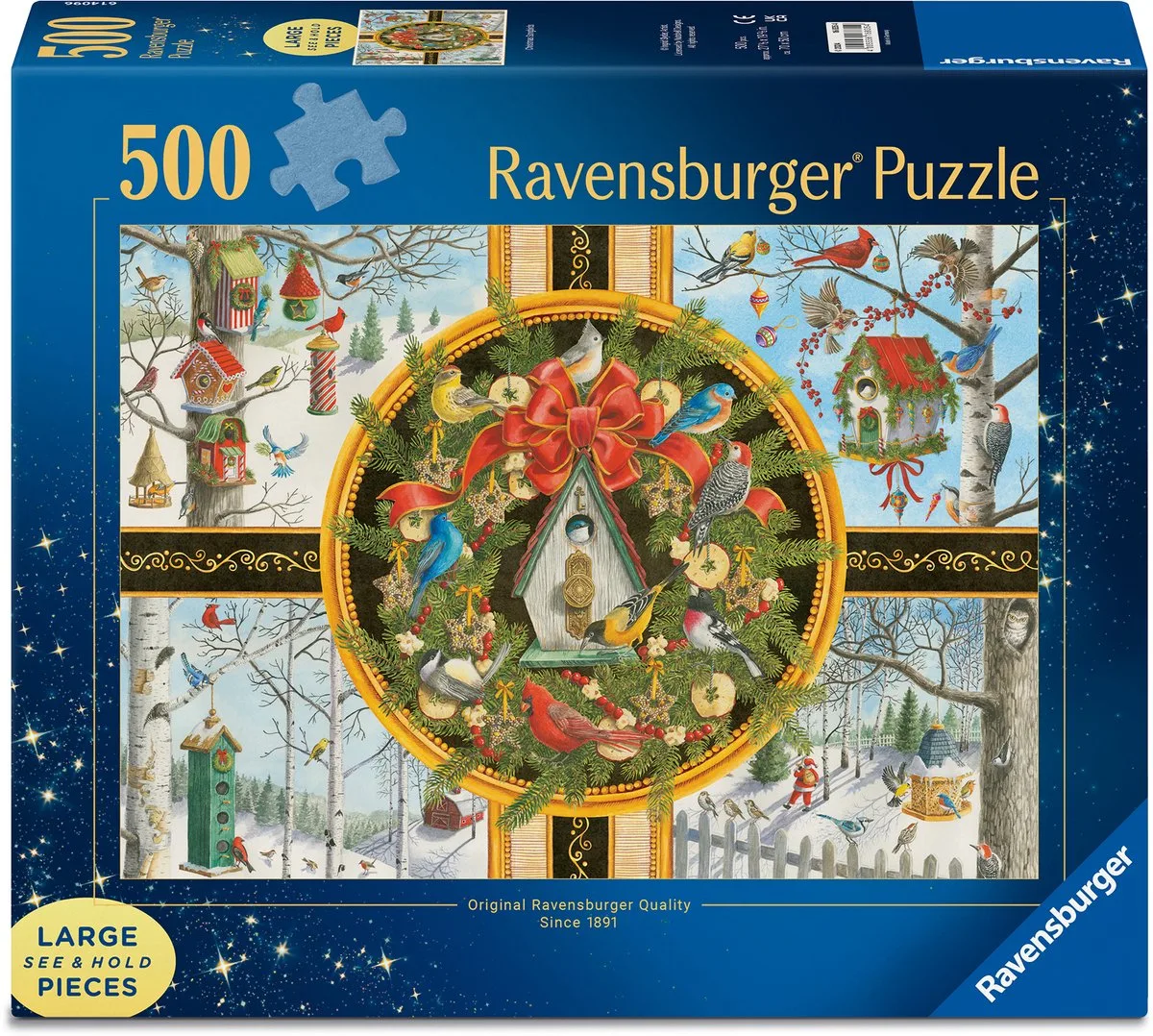 puzzel kerst vogels 500 stukjes XXL formaat. från Ravensburger, utgåva Flerfärgad – kartong