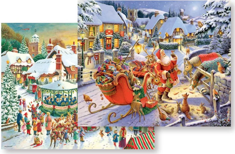 puzzel kerstmis 2x500 stukjes premium kwaliteit. from Ravensburger, Multicolor edition – box