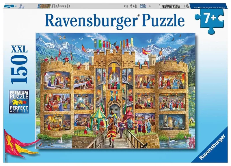 puzzel Kijkje in het ridderkasteel - Legpuzzel - 150 stukjes van Ravensburger, editie Meerkleurig – doos
