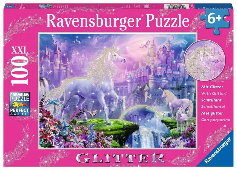 puzzel Koninkrijk van de Eenhoorns (glitter) - Legpuzzel - 100 stukjes van Ravensburger, editie Meerkleurig – doos