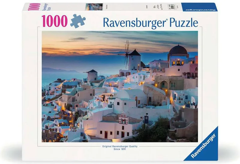puzzel legpuzzel Santorini avond - 1000 stukjes landschap. van Ravensburger, editie Meerkleurig – doos 1 van 2