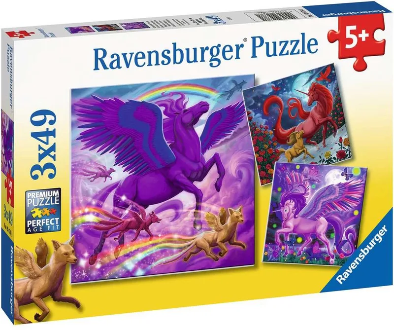 puzzel Magische wezens - Legpuzzel - 3x49 stukjes van Ravensburger, editie Meerkleurig – doos