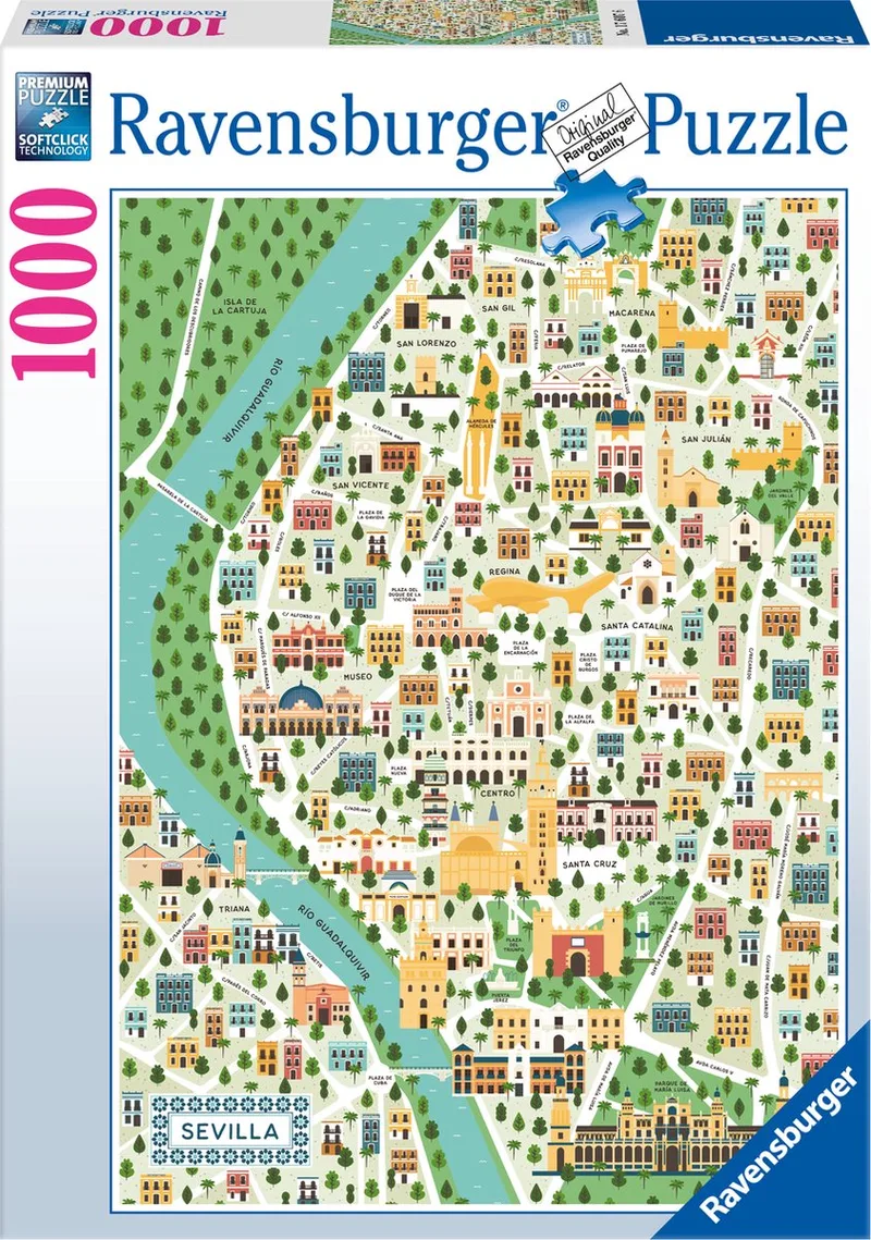 puzzel Map of Seville - Legpuzzel - 1000 stukjes van Ravensburger, editie Meerkleurig – doos