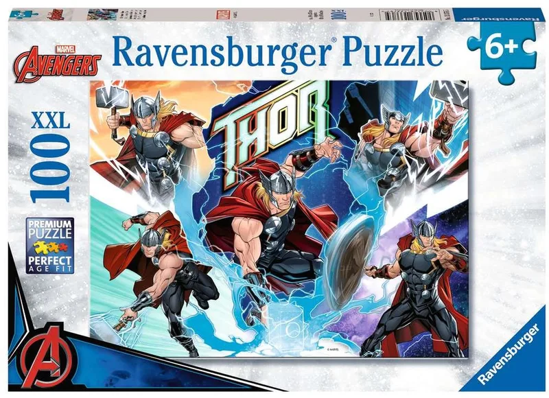 puzzel Marvel Thor - Legpuzzel - 100 XXL stukjes Puzzels voor kinderen från Ravensburger, utgåva Flerfärgad – kartong