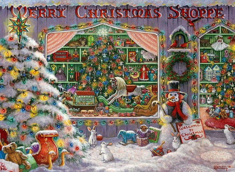 puzzel Merry Christmas Shoppe - 500 stukjes kerstpuzzel. van Ravensburger, editie Meerkleurig – doos