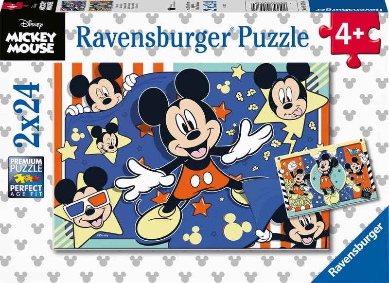 puzzel Mickey Mouse - Twee puzzels - 24 stukjes - kinderpuzzel van Ravensburger, editie Meerkleurig – doos