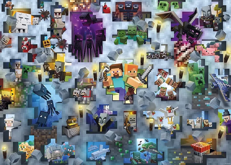 puzzel Minecraft - 1000 stukjes legpuzzel. van Ravensburger, editie Meerkleurig – doos 1 van 3