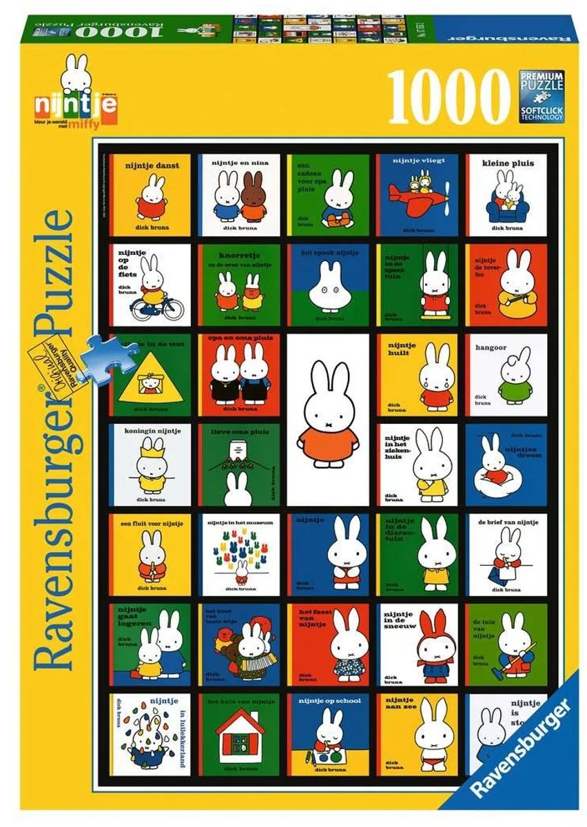 puzzel nijntje bookcovers - Legpuzzel - 1000 stukjes från Ravensburger, utgåva Flerfärgad – kartong
