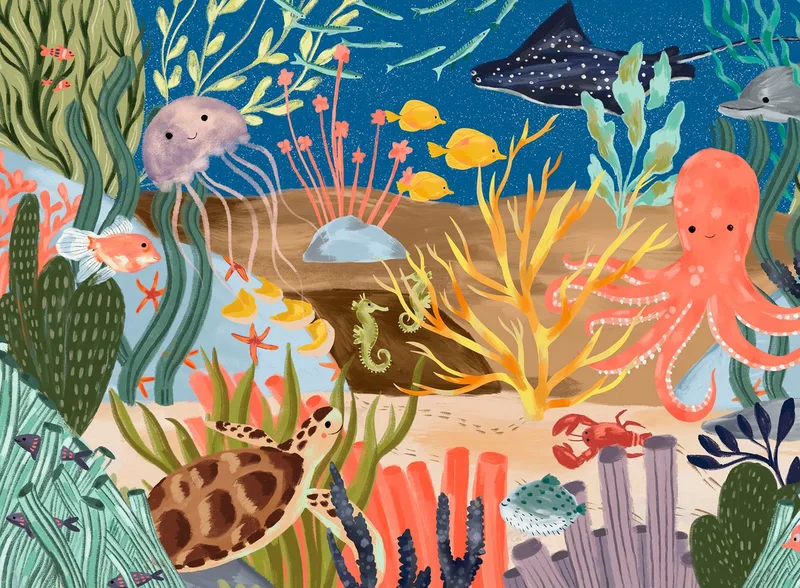 puzzel Ocean Fantasy - 500 stukjes - onderwaterwereld. van Ravensburger, editie Meerkleurig – doos 4 van 4