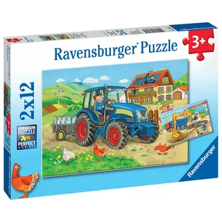 puzzel Op de bouwplaats en boerderij - 2x12 stukjes - kinderpuzzel from Ravensburger, Multicolour edition – box 2 of 4