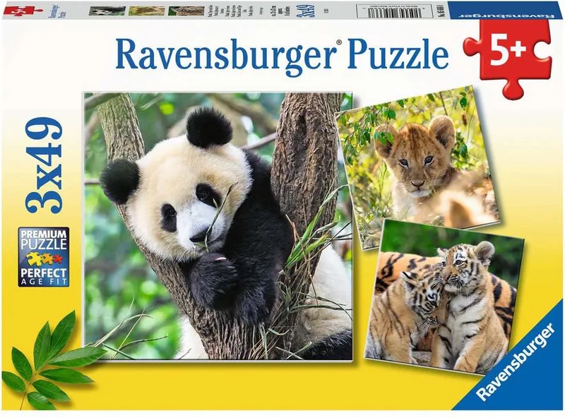 puzzel Panda, tijger en leeuw - Legpuzzel - 3x49 stukjes from Ravensburger, Multicolour edition – box