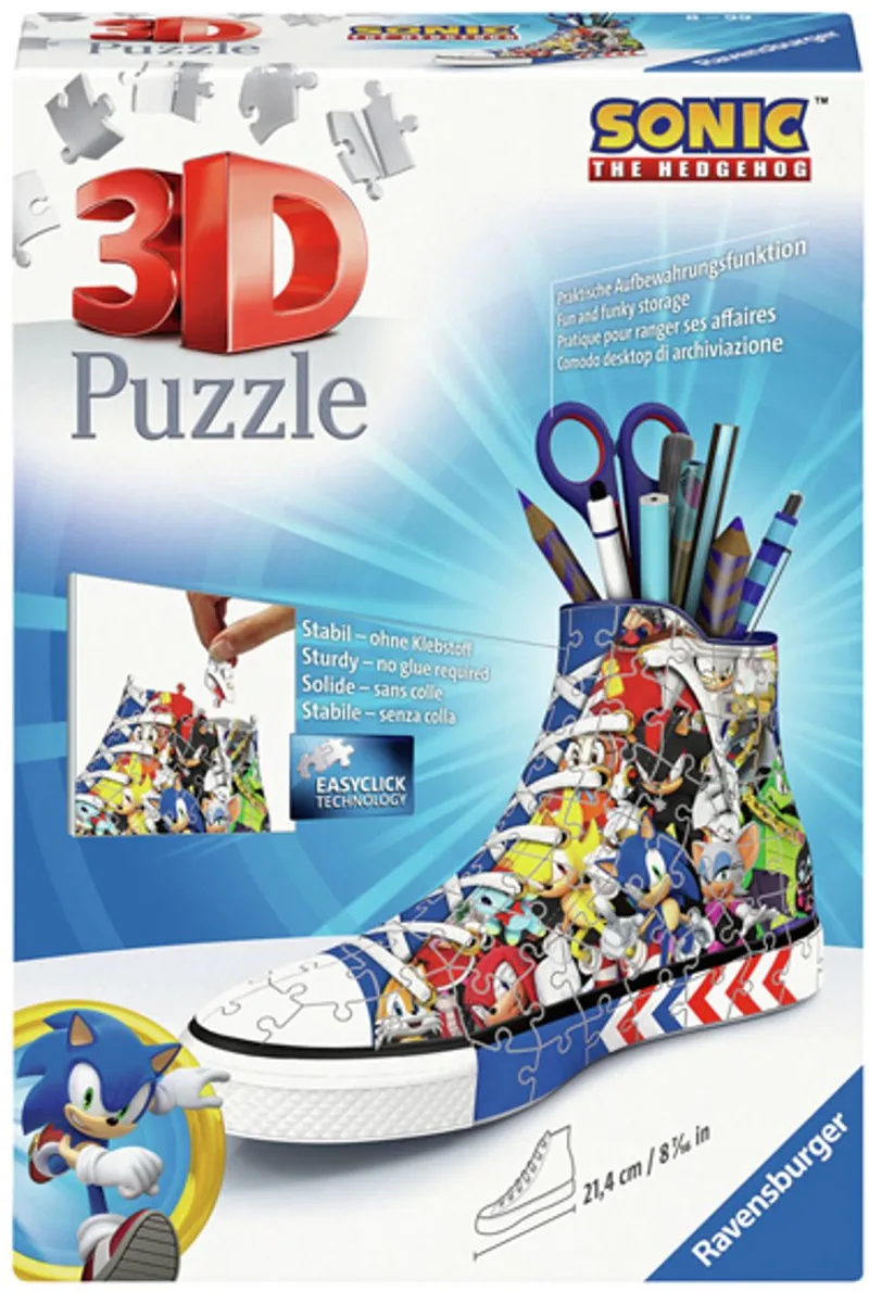 puzzel pennenbak Sonic The Hedgehog sneaker 108 stukjes. van Ravensburger, editie Meerkleurig – doos 1 van 4