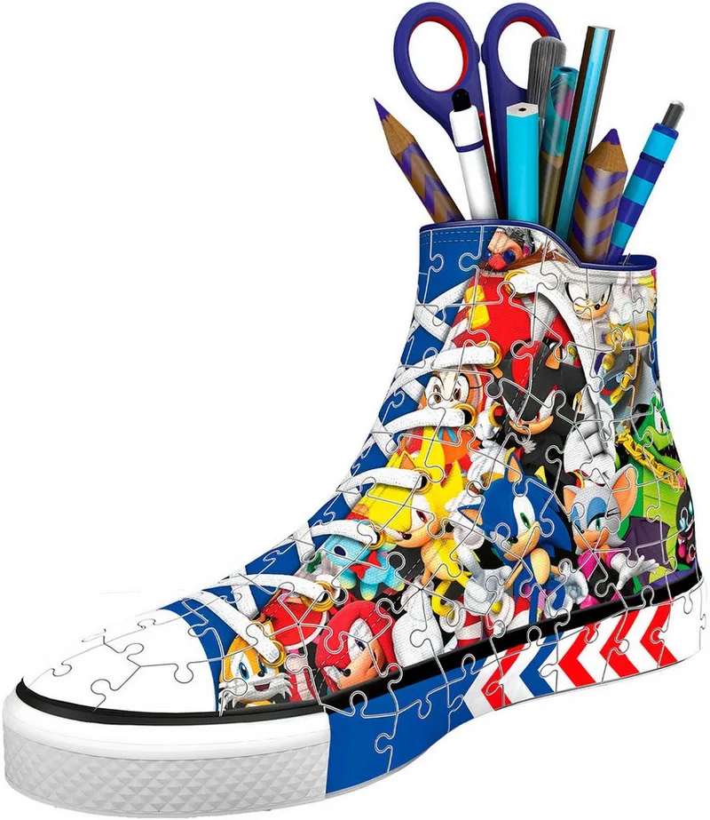 puzzel pennenbak Sonic The Hedgehog sneaker 108 stukjes. van Ravensburger, editie Meerkleurig – doos 3 van 4
