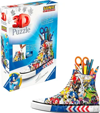 puzzel pennenbak Sonic The Hedgehog sneaker 108 stukjes. van Ravensburger, editie Meerkleurig – doos 4 van 4