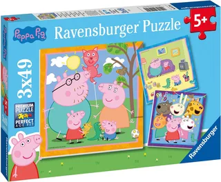 puzzel Peppa Pig - Legpuzzel - 3x49 stukjes van Ravensburger, editie Meerkleurig – doos 5 van 5