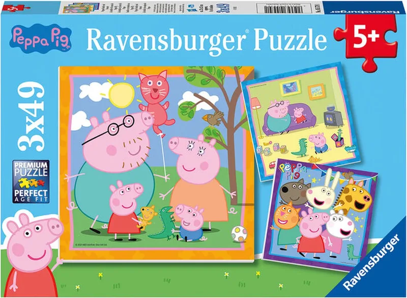 puzzel Peppa Pig - Legpuzzel - 3x49 stukjes van Ravensburger, editie Meerkleurig – doos 1 van 5