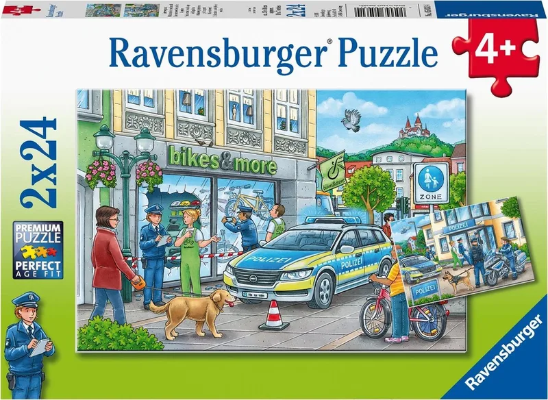 puzzel Politiestation - Twee puzzels - 24 stukjes - kinderpuzzel de Ravensburger, édition Multicolore – boîte