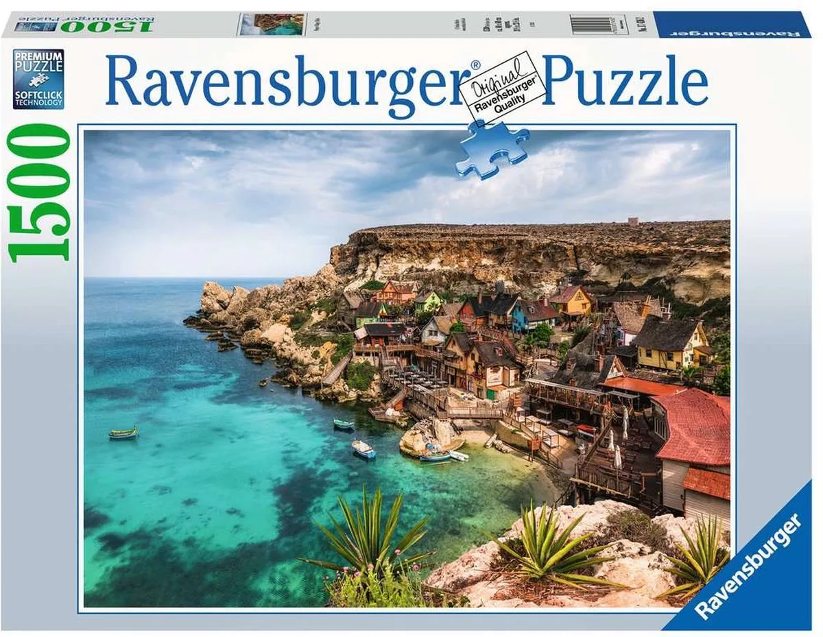 puzzel Popeye Village, Malta - Legpuzzel - 1500 stukjes van Ravensburger, editie Meerkleurig – doos