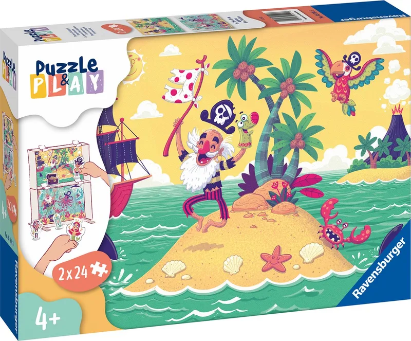 puzzel Puzzle & Play Piraten - Legpuzzel - 2x24 stukjes van Ravensburger, editie Meerkleurig – doos