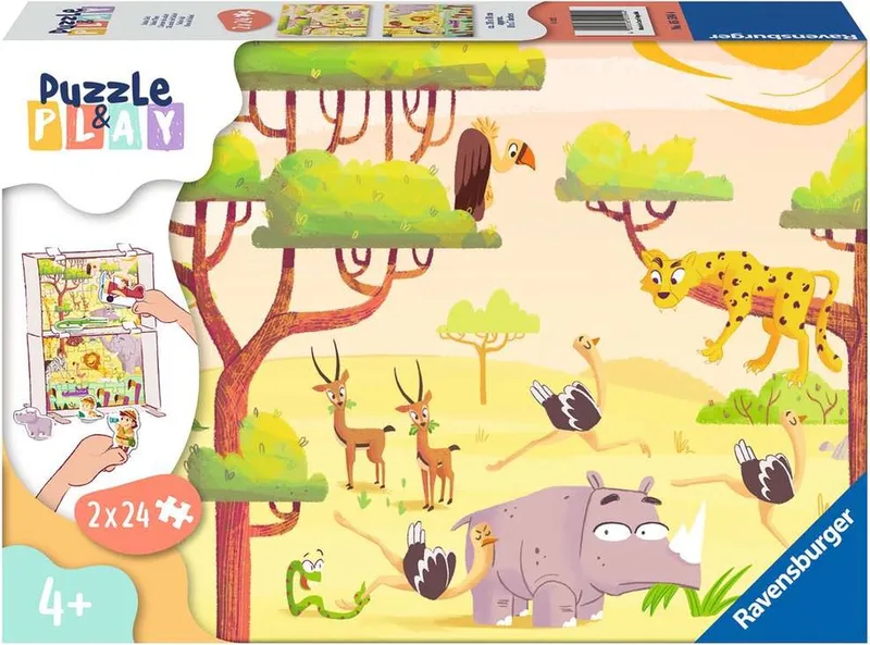 puzzel Puzzle & play Safari - Legpuzzel - 2x24 stukjes van Ravensburger, editie Meerkleurig – doos