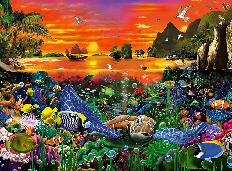 puzzel Reef Turtle - legpuzzel 500 stukjes schildpad. van Ravensburger, editie Meerkleurig – doos