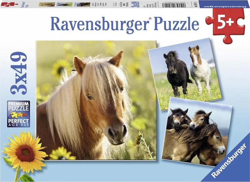 puzzel Schattige Pony's - 3x49 stukjes - kinderpuzzel from Ravensburger, Multicolour edition – box