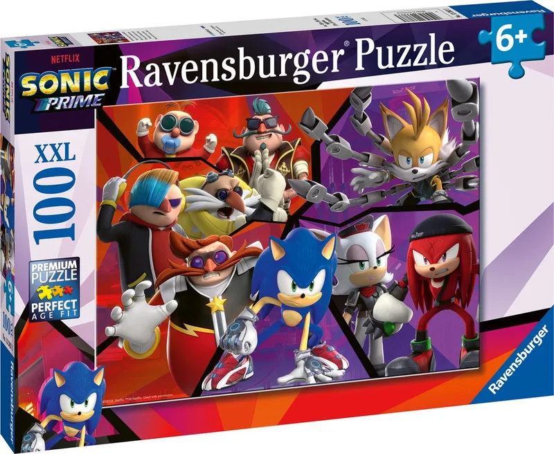 puzzel Sonic Prime - Legpuzzel - 100 XXL stukjes van Ravensburger, editie Meerkleurig – doos