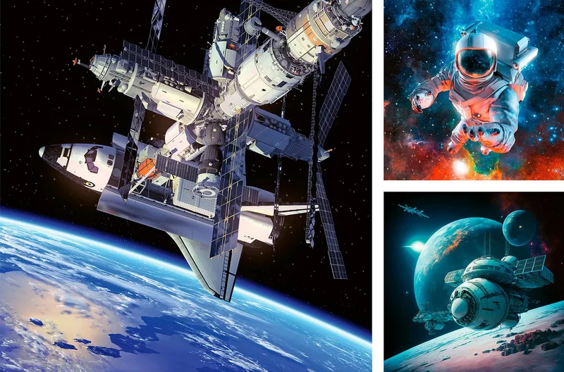 puzzel Space - Drie puzzels - 49 stukjes - kinderpuzzel van Ravensburger, editie Meerkleurig – doos 5 van 5