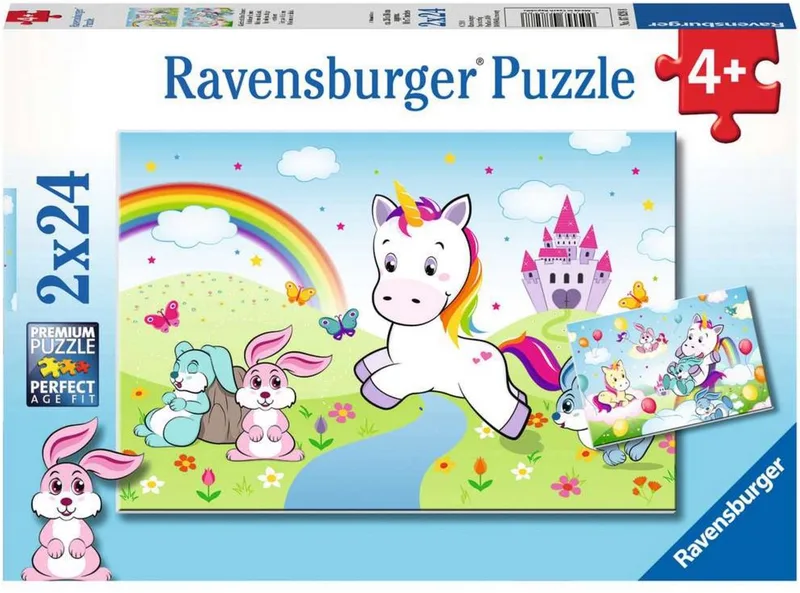 puzzel Sprookjesachtige eenhoorn - 2x24 stukjes - kinderpuzzel van Ravensburger, editie Meerkleurig – doos
