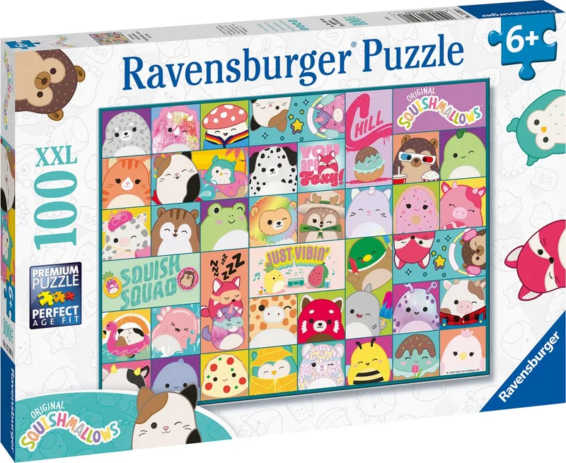 puzzel Squismallows - Legpuzzel - 100 XXL stukjes van Ravensburger, editie Meerkleurig – doos 1 van 2