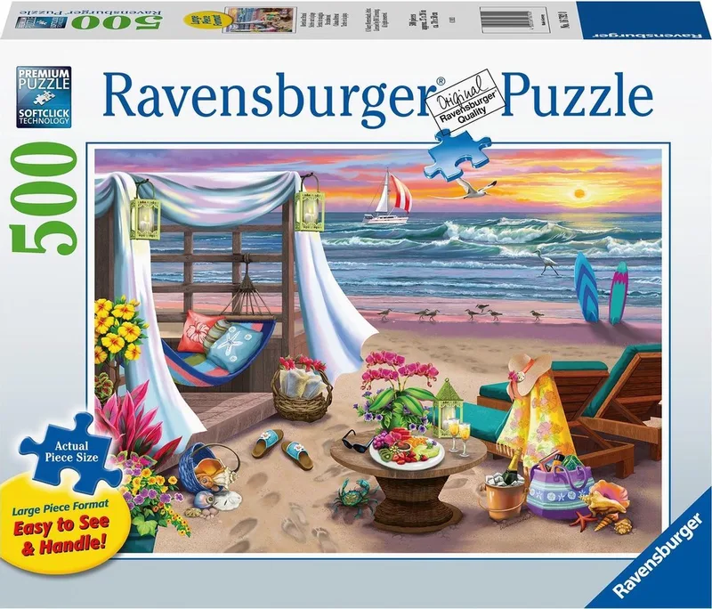 puzzel Strandavond - Legpuzzel - 500 stukjes van Ravensburger, editie Meerkleurig – doos