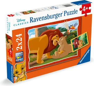 puzzel The Lion King - Twee puzzels - 24 stukjes - kinderpuzzel van Ravensburger, editie Meerkleurig – doos 1 van 4