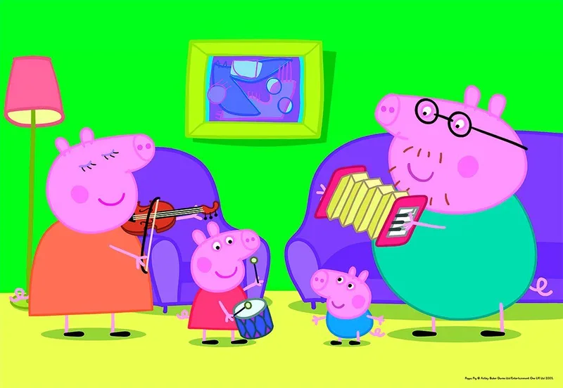 puzzel Thuis bij Peppa Pig - Twee puzzels - 12 stukjes - kinderpuzzel van Ravensburger, editie Meerkleurig – doos 3 van 3