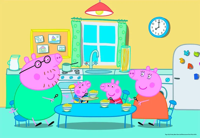puzzel Thuis bij Peppa Pig - Twee puzzels - 12 stukjes - kinderpuzzel van Ravensburger, editie Meerkleurig – doos 2 van 3