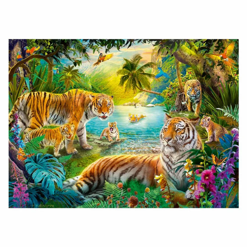 puzzel tijgers in de oase - 500 stukjes puzzel. van Ravensburger, editie Meerkleurig – doos