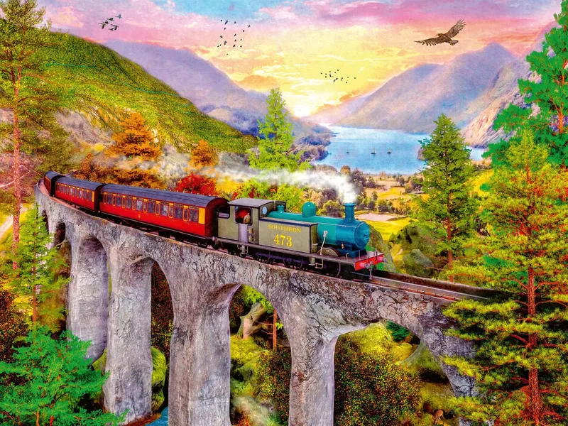 puzzel Trein in de herfst - Legpuzzel - 1500 stukjes fra Ravensburger, Flerfarvet-udgave – æske 2 af 3