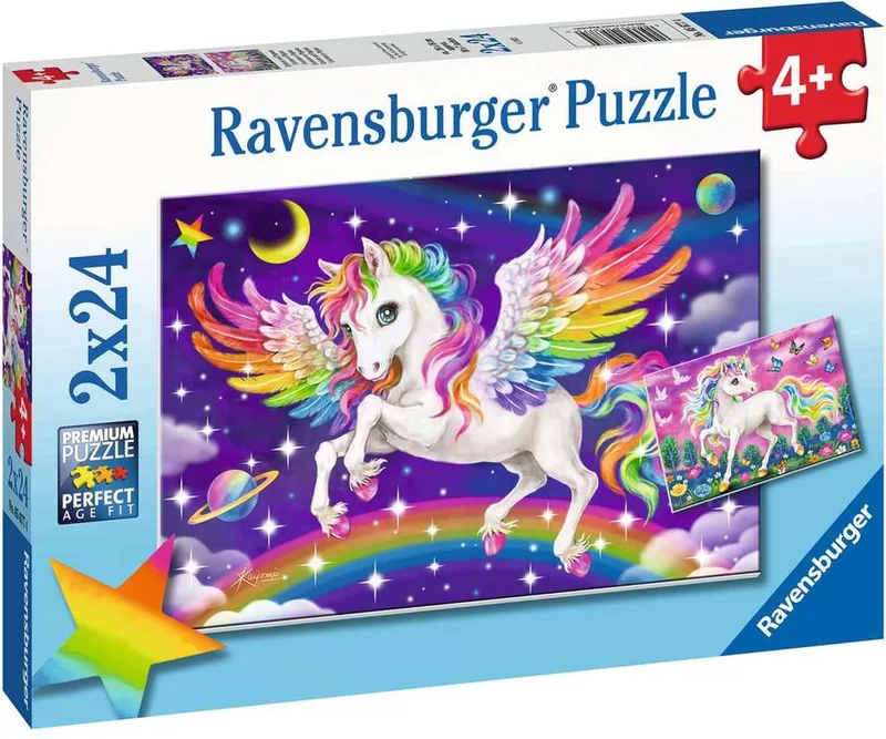puzzel Unicorn and Pegasus - Legpuzzel - 2x24 stukjes von Ravensburger, Ausgabe Mehrfarbig – Schachtel 1 von 3