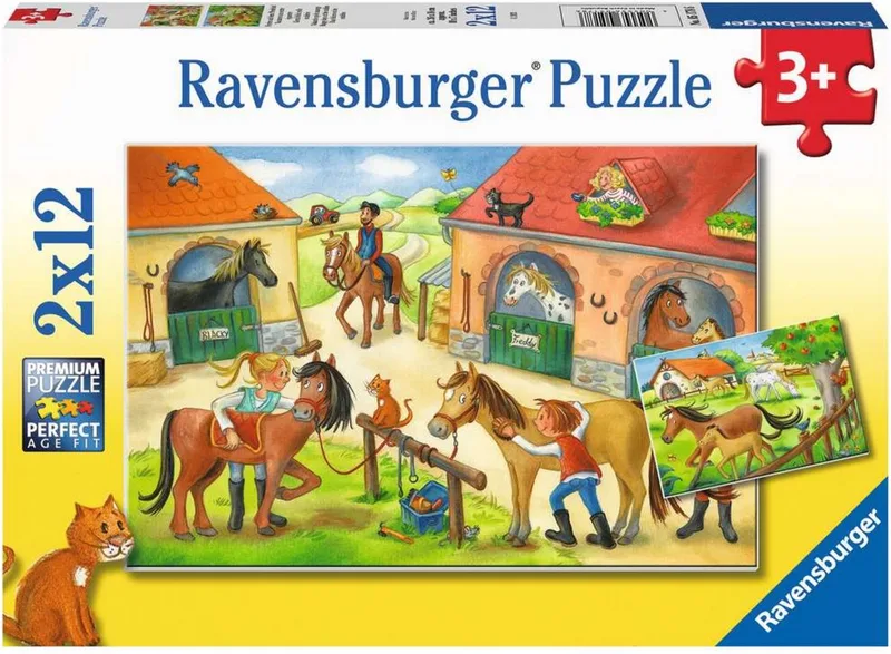 puzzel Vakantie op de manege - Twee puzzels - 12 stukjes - kinderpuzzel from Ravensburger, Multicolour edition – box