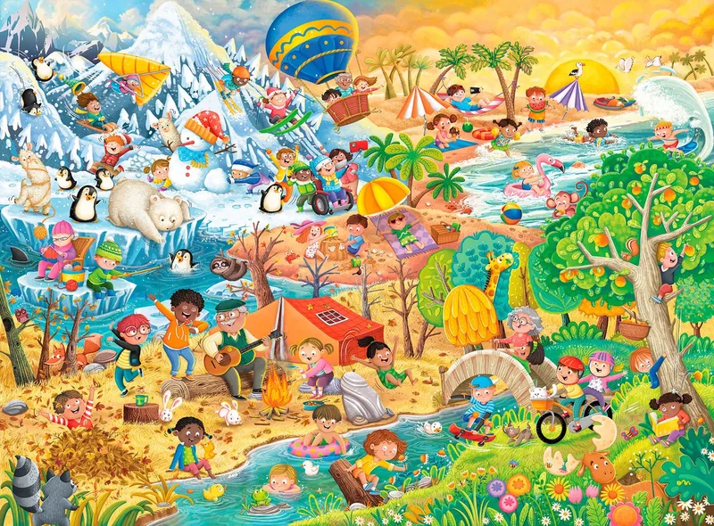 Puzzel - Vier Seizoenen van Plezier (4 Seasons of Fun) - 100 XXL Stukjes van Ravensburger, editie Meerkleurig – doos 2 van 2
