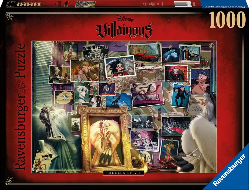 puzzel Villainous - Legpuzzel - 1000 stukjes van Ravensburger, editie Cruella de Vil – doos