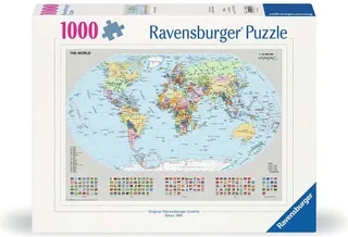 puzzel Wereldkaart - legpuzzel 1000 stukjes educatief. van Ravensburger, editie Meerkleurig – doos 1 van 2