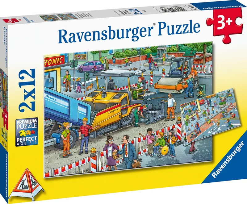 puzzel Werk aan de weg - Twee puzzels - 12 stukjes - kinderpuzzel from Ravensburger, Multicolour edition – box