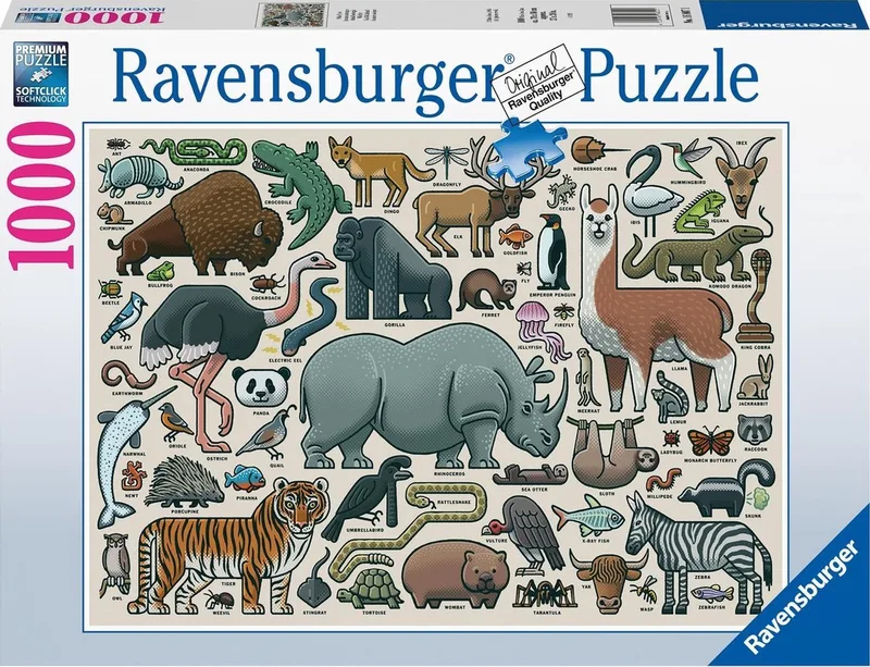 puzzel Wilde dieren - Legpuzzel - 1000 stukjes van Ravensburger, editie Meerkleurig – doos