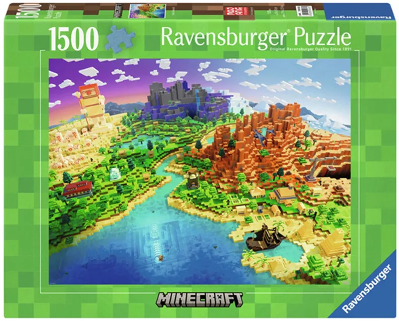 puzzel World of Minecraft - Legpuzzel - 1500 stukjes van Ravensburger, editie Meerkleurig – doos