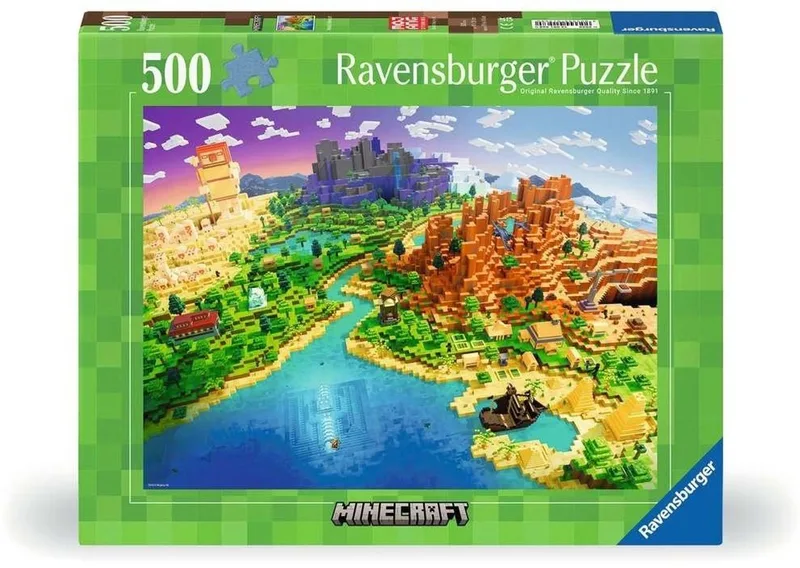 puzzel WT: Minecraft - Legpuzzel - 500 stukjes van Ravensburger, editie Meerkleurig – doos