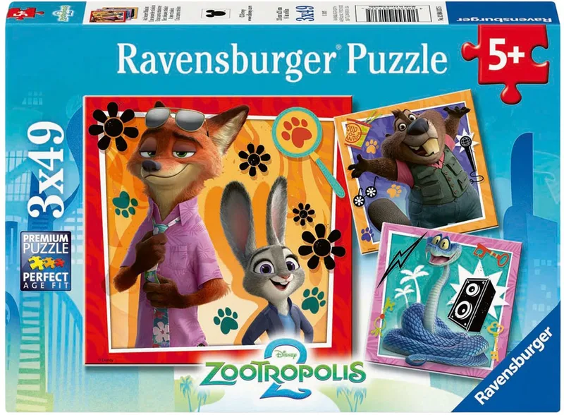 puzzel Zootopia - kinderpuzzel 3x49 stukjes karton. from Ravensburger, Multicolour edition – box 1 of 5